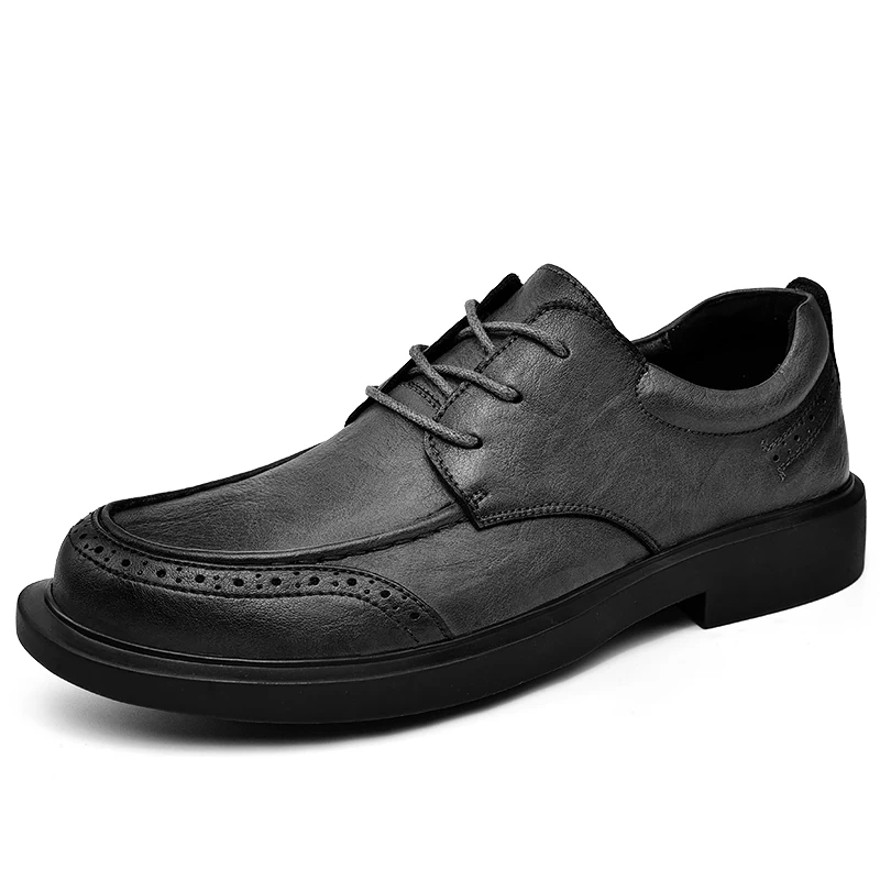 Fashion Classic Men\'s Genuine Leather Shoes Lace Up Office Business Shoes Commuter Men\'s Casual Shoes Banquet Suit Shoes