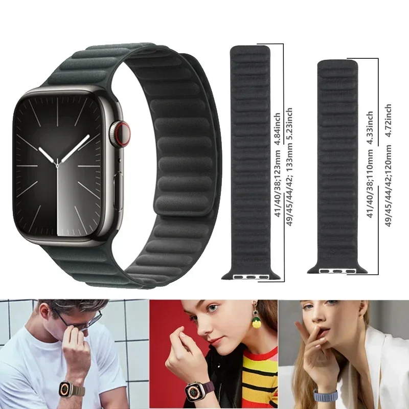 Nueva correa Finewoven para Apple Watch Ultra 3/2 49mm 11 10 46/42mm hebilla magnética de lona Correa iWatch 9 8 7 6 5 SE 45/44mm