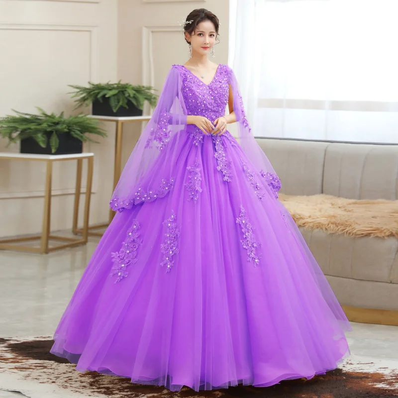 Abiti per occasioni formali giallo verde blu rosso viola Pettiskirt abito da sposa lungo da sposa H829