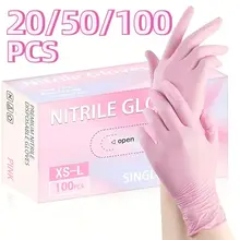 20/50/100 pçs luvas de nitrilo rosa limpeza doméstica luvas de nitrilo cozinha cozinhar petcare beleza unhas ferramenta multifuncional