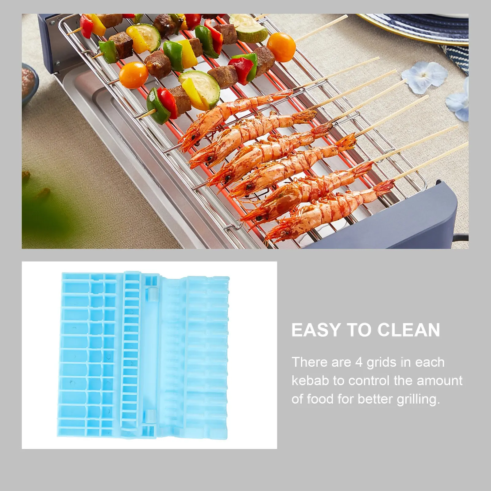 Multi-Function Kebab Maker Bbq Meat Skewer Machine for Easy Threading Removing Food High-Quality PP Material 4-Grid Design