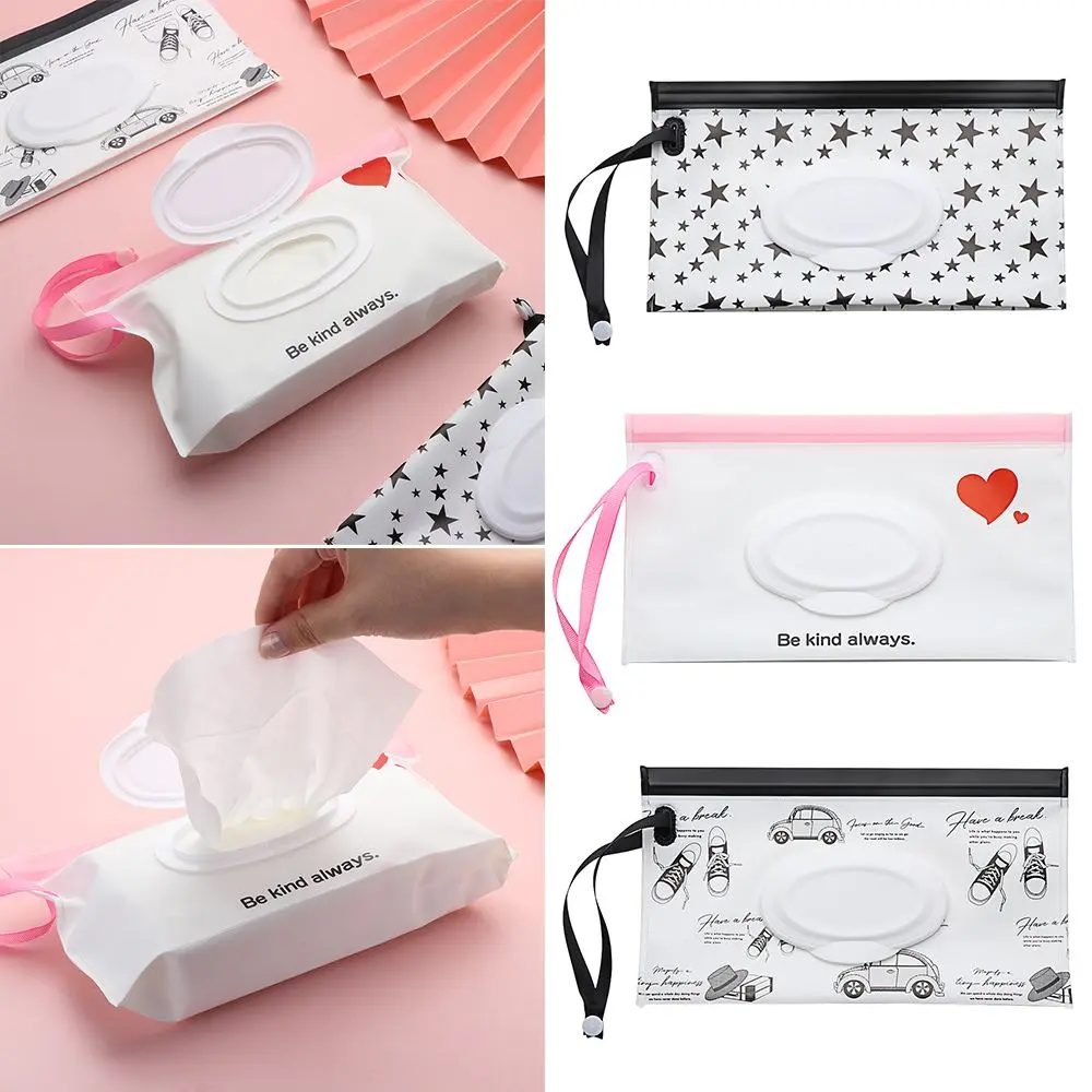 Useful Cute Portable Carrying Case Baby Product Flip Cover Stroller Accessories Cosmetic Pouch Tissue Box Wet Wipes Bag