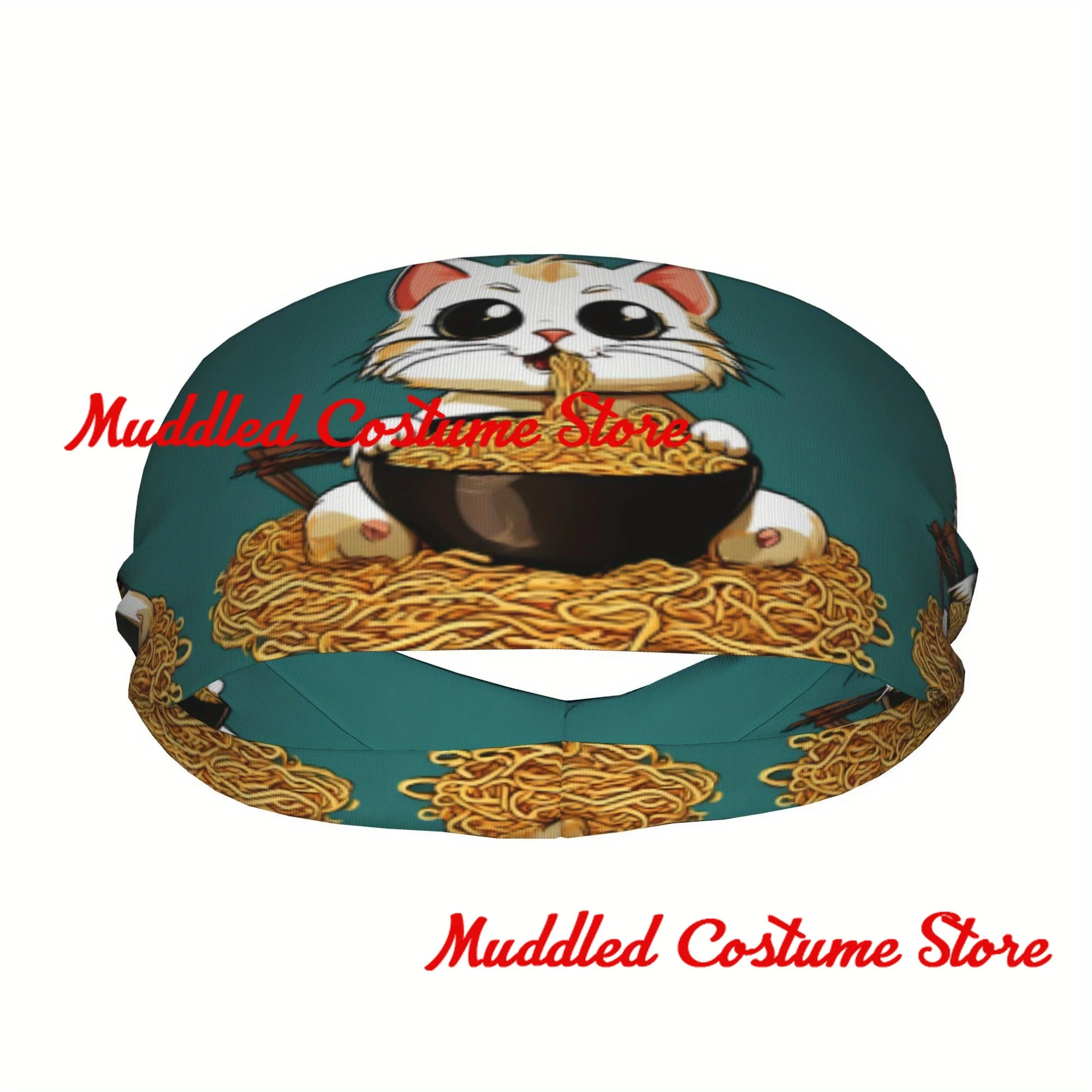 

Спортивная повязка на голову унисекс Ramen Cat, повязка на голову, повязки на голову, поглощающие пот повязки на голову, подходят для бега, йоги, фитнеса, футбола