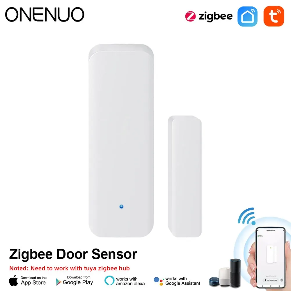 ONENUO Tuya Zigbee Door Sensor Smart Home Security Window Detector Automatic Sliding Door Magnetic Contact Sensor Alexa Google