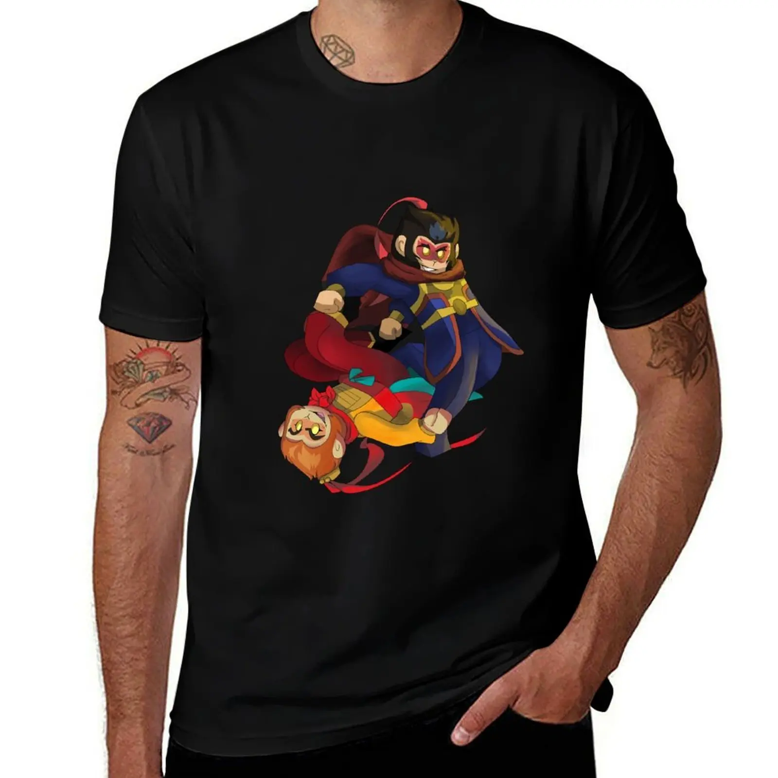 Monkie Kid: Macaque & Monkey King T-Shirt Retro Style Print Casual Top