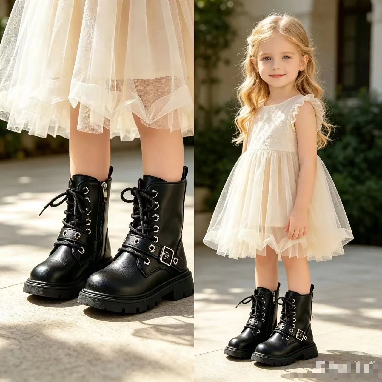 Children Autumn Winter Non-Slip Soft-Soled Combat Boots Girl Zipper Fleece Short Boots Comfortable Warm Casual Fashion Boots Kid