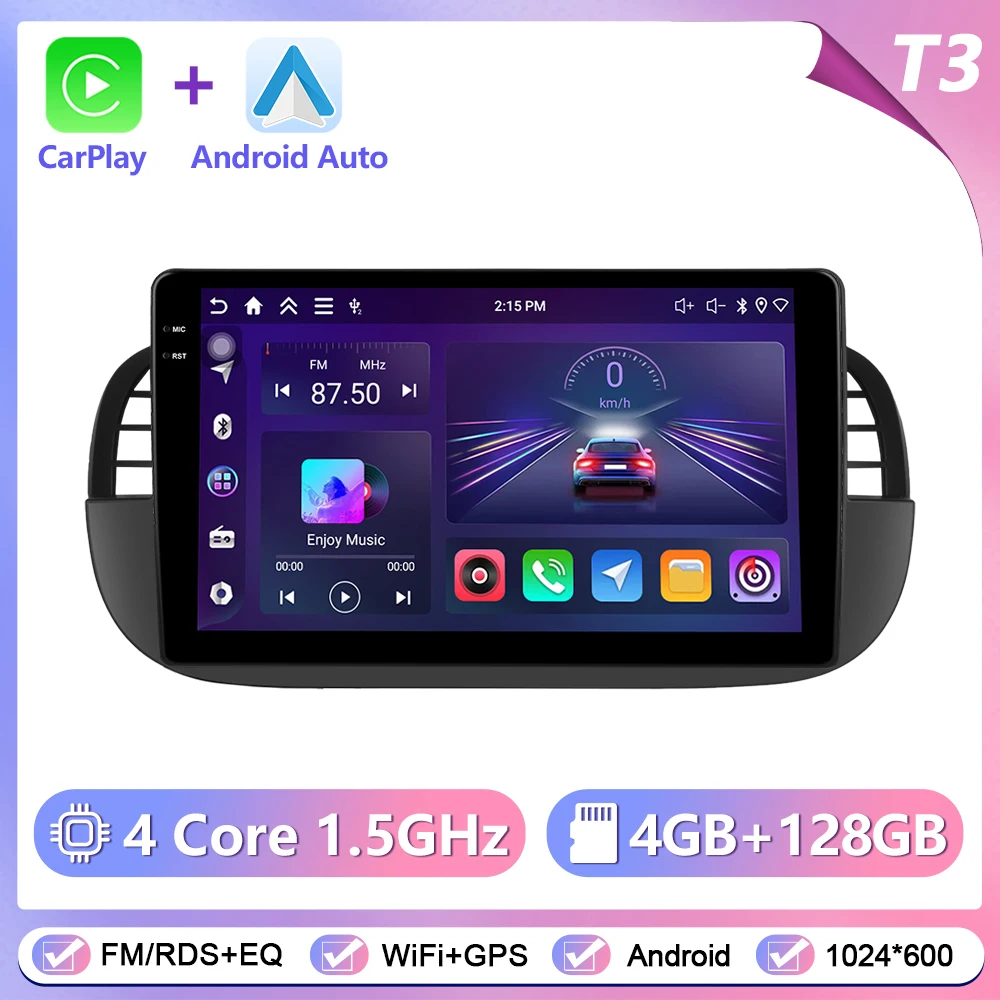 Podoyo CarPlay Android Radio voor FIAT 500 2007-2015 omdat Intelligent System 2Din GPS Stereo Head Unit Multimedia Speler