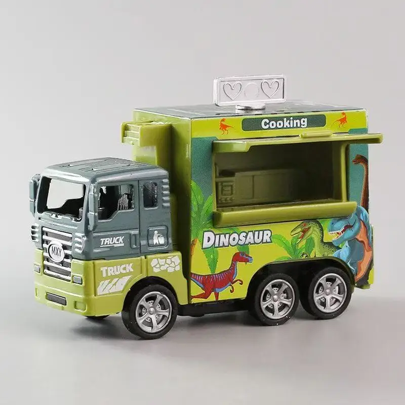 سيارة صغيرة مصنوعة من خليط معدني، عربة طعام سريعة رائعة وممتعة، مركبة نقل الديناصورات، سيارة لعبة للأولاد، نموذج سيارة يختتم بالقصور الذاتي #4
