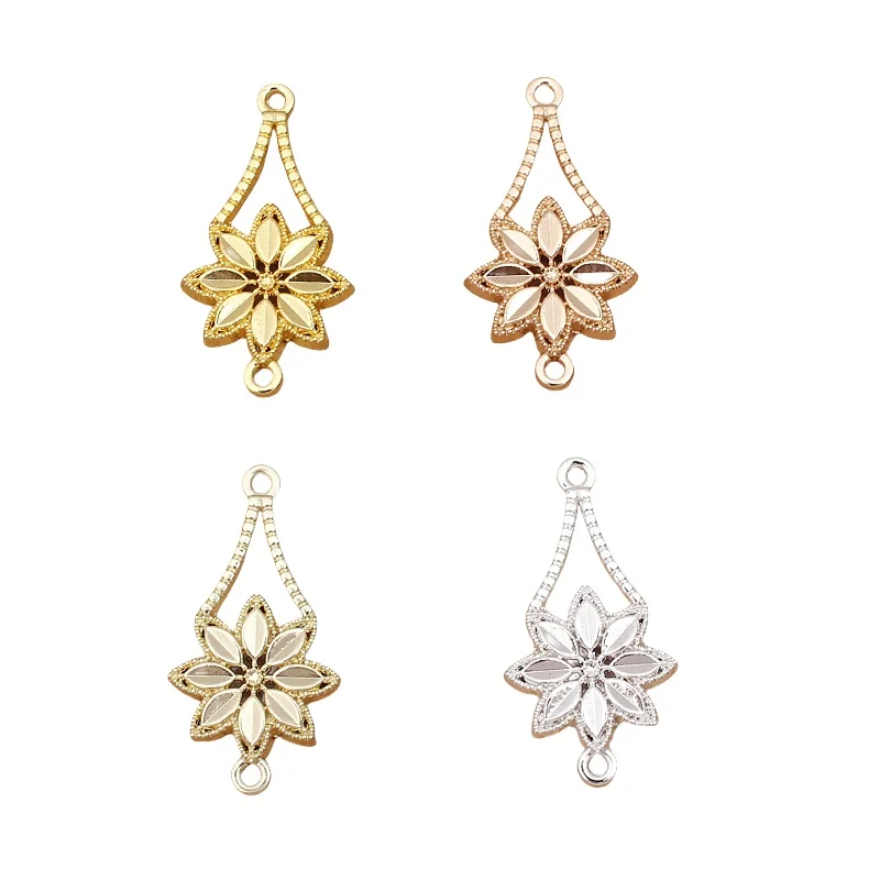 BoYuTe (100 Pieces/Lot) Alloy Flower Pendant Charms Connector DIY Jewelry Accessories Handmade Materials