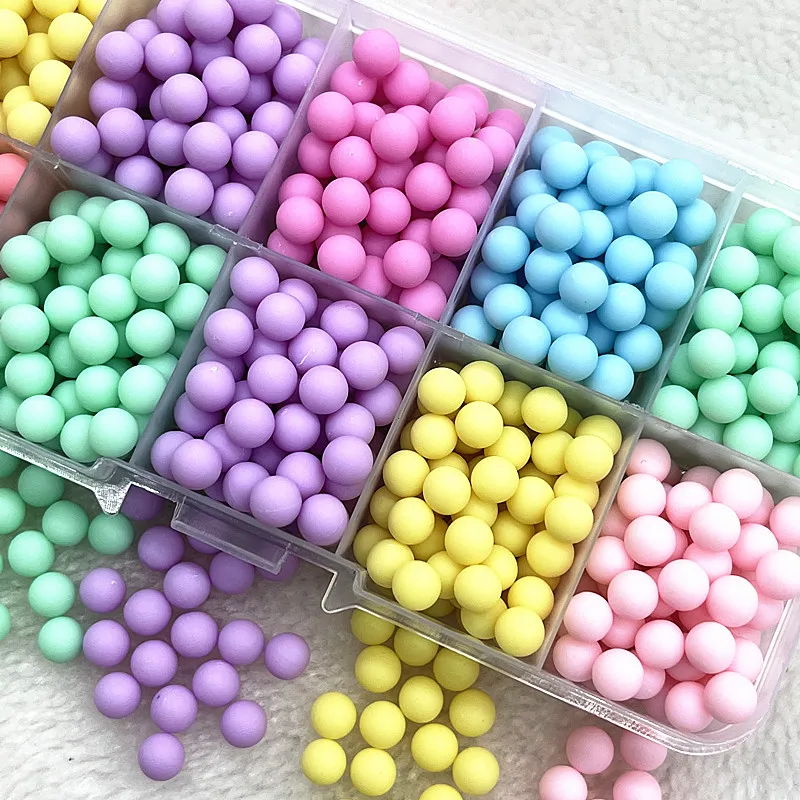 100pcs 6mm Round Multi Color No Hole Acrylic Matte Beads Loose Beads for DIY Scrapbook Decoration Crafts Making