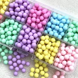 100pcs 6mm Round Multi Color No Hole Acrylic Matte Beads Loose Beads for DIY Scrapbook Decoration Crafts Making