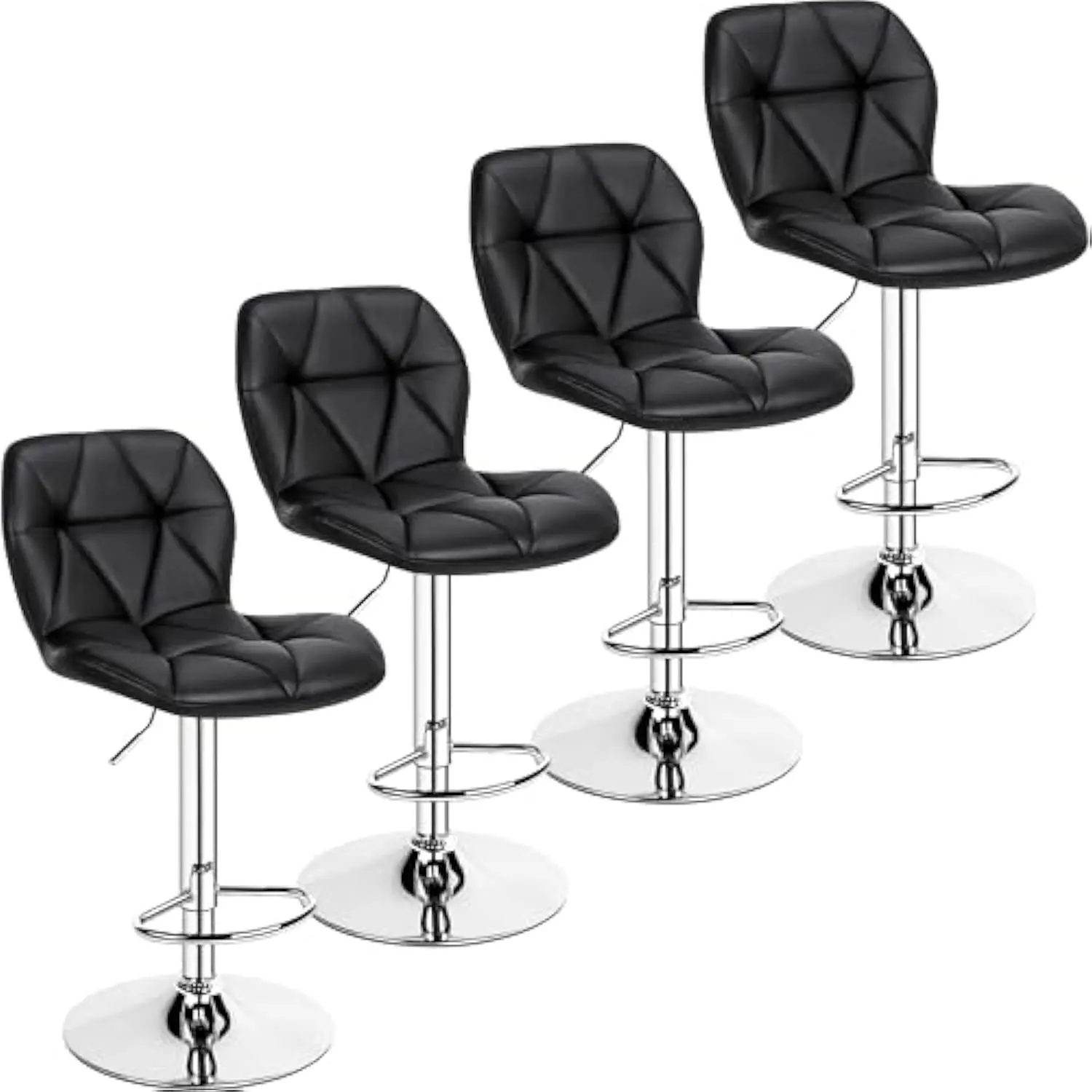 

Bar Stools Set of 4, Adjustable Pu Leather Swivel Barstools, Modern Counter Stools with Back and Footrest, Counter Height Bars