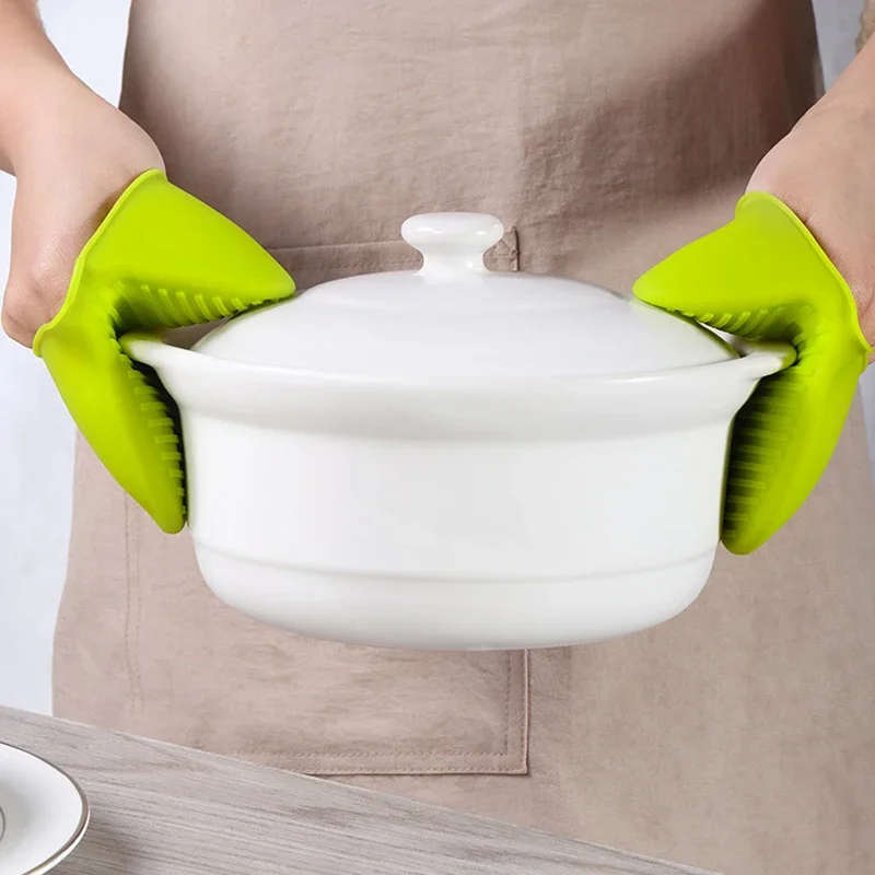 

2pc Kitchen Microwave Oven Silicone Resistant Heat Temperature Gloves Insulation Anti Scald Hand Clip Bbq Anti-slip Gadget