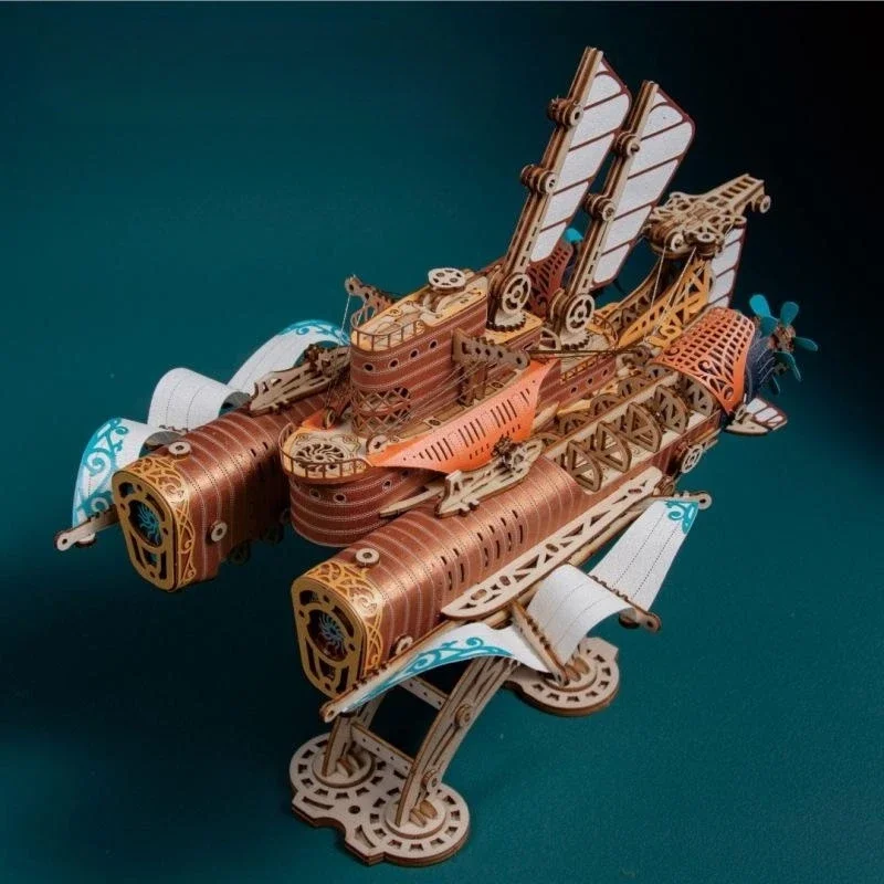 

DIY 3D Wooden Puzzles Fantasy Airship Submarine Handicraft Masterpiece - Model Building Kits for Adults Kids