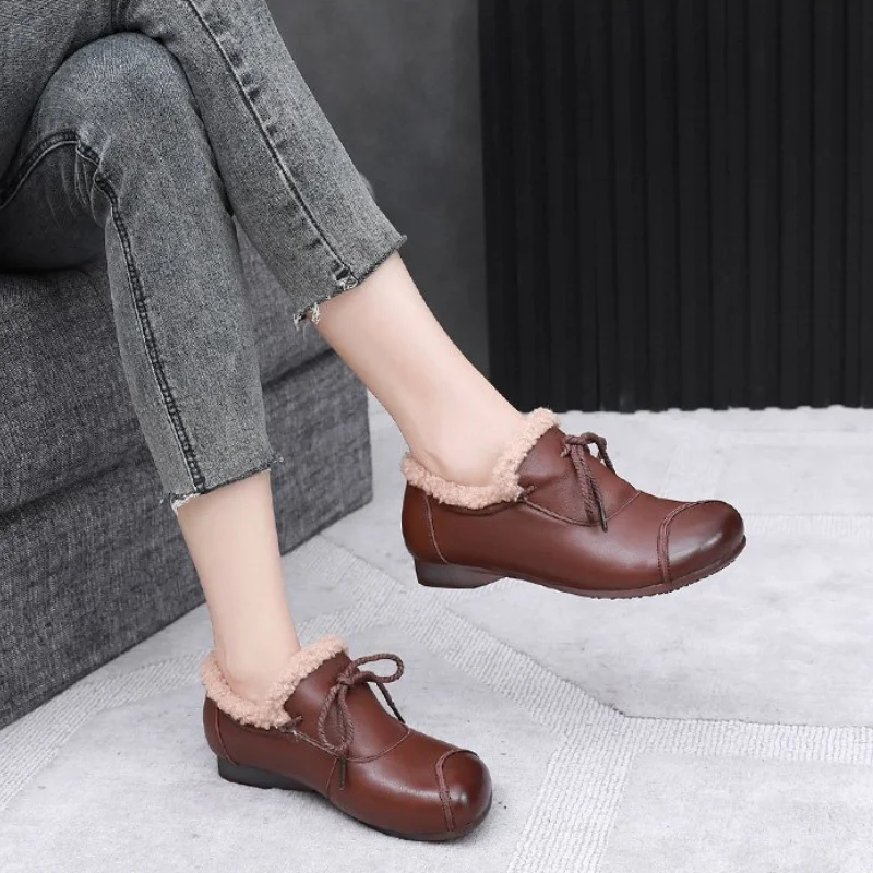 Designer Retro Flat Shoes Women\'s Genuine PU Leather Loafers Woman Flats Ballerina Shoes Ladies Comfy Driving Loafers Moccasins