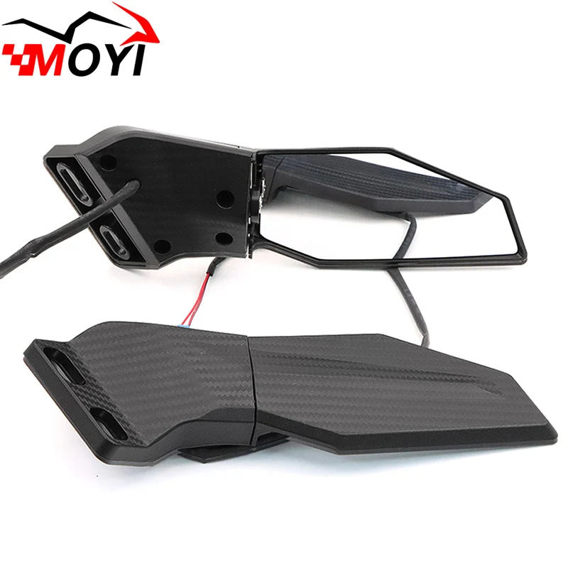 Motorcycle Mirror Adjustable Rotating Rearview Mirror LED Turn Signal Mirror Signal Lamp For Yamaha Kawasaki Ninja Honda Ducati