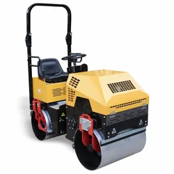 Industrial High Efficiency Hydraulic Mini Remote Control Soil Compaction Ride on Vibrating Double Drum Compactor Road Roller