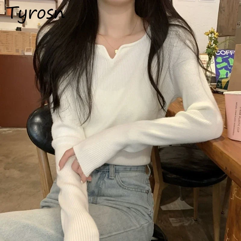 

Pullovers Women Design Simple Slim Chic Classic All-match Ladies Autumn Fashion Temperament Stylish Girls Coy Knitting Ulzzang