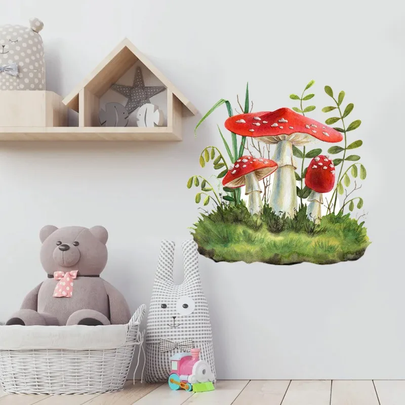 Tri koshki RC070 Mushrooms in the forest Waterproof Kitchen Sticker Decal Kitchen Wall Refrigerator Door Sticker Door Sticker
