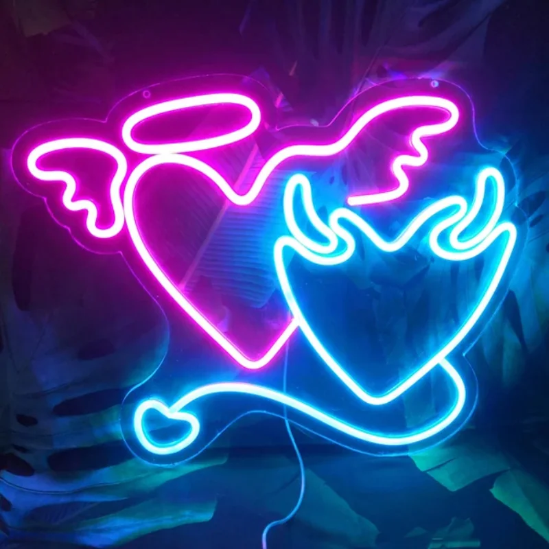 

Angel Devil Neon Sign Custom Neon For Romantic Gift Home Room Bedroom Decor Wedding Bar Wall LED Neon Light Decoration