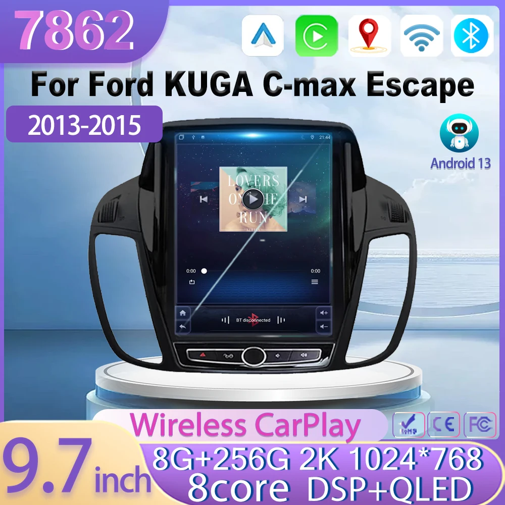 Android 13 For Ford KUGA C-max Escape 2013 -2015  Tesla Style 7862 CPU Car Video Multimedia Player GPS Navigation No 2din DVD 5G