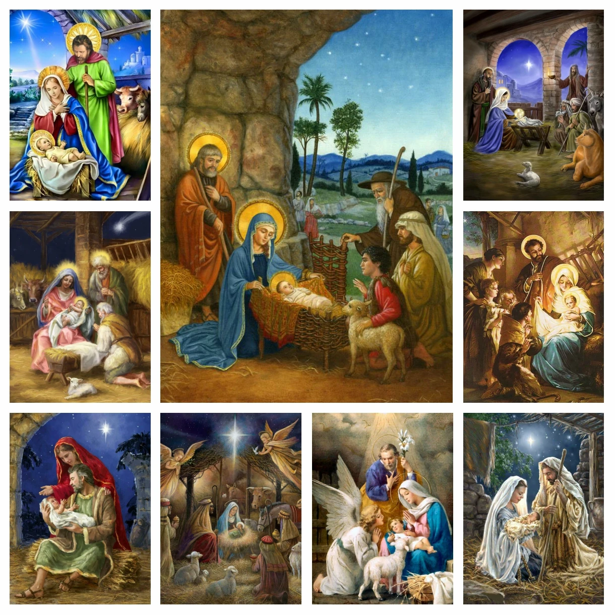 

Jesus Christ Born Full Diamond Painting Nativity Religious Christmas Landscape Cross Stitch Embroidery Picture Mosaic Home Decor