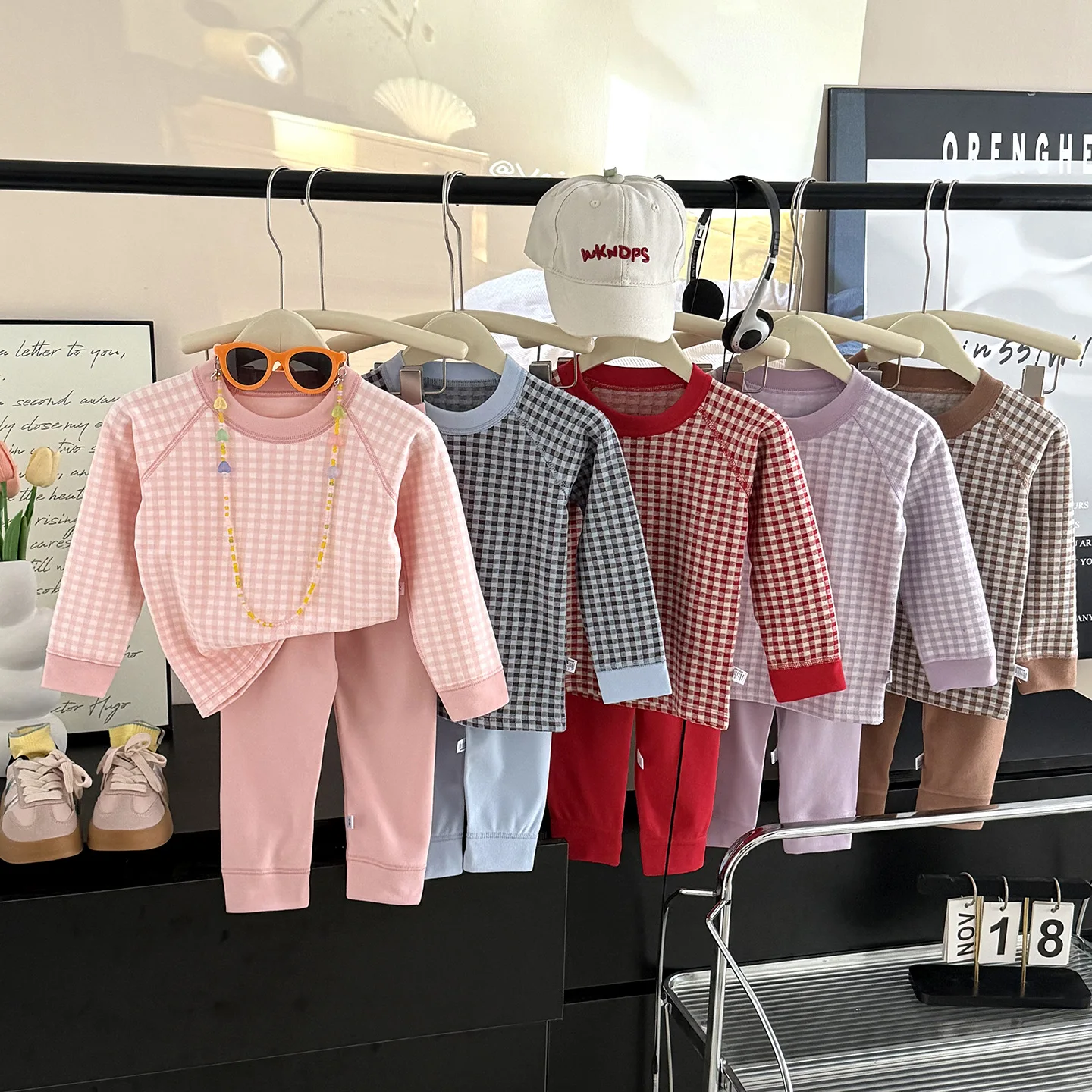 Kids New Spring Autumn Boys Girls Thermal Underwear Loungewear Korean Fall Winter Warm Base Layer Set Underwear Two Piece Set