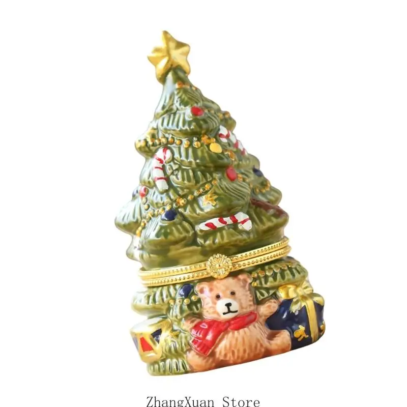 Weihnachtsbaumförmiger Keramik-Schmuckhalter mit erhabenem Festtagsdetail 3XUF – Detail 10