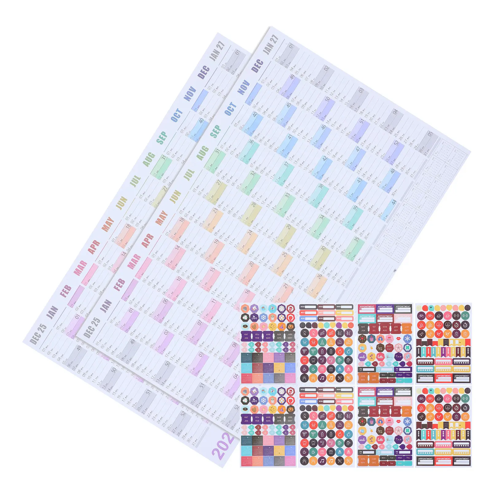 

2Sets 2026 Large Wall Calendar Yearly Planner Minimalist Writable English Paper Calendar for Office Classroom Home Wall