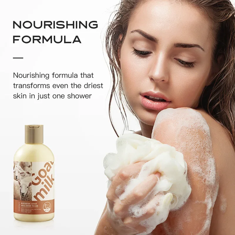 

Kormesic Goat Milk Shower Gel Has Fine Foam, Whitens and Rejuvenates the Skin, Makes It Smooth, Firm and Moisturized 250ml×2 Buy One Bottle and Get One Free