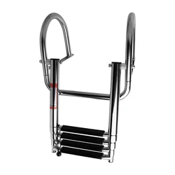 4 Step Boat Accessories Stainless Boat Boarding Telescoping Ladder Sliding Folding Swimming Launching Ladder With Handrail