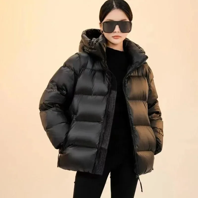 New 2023 Women Down Jacket Winter Coat Female Short Parkas Loose Thick Warm Outwear Hooded Leisure Time Versatile Cozy Overcoat