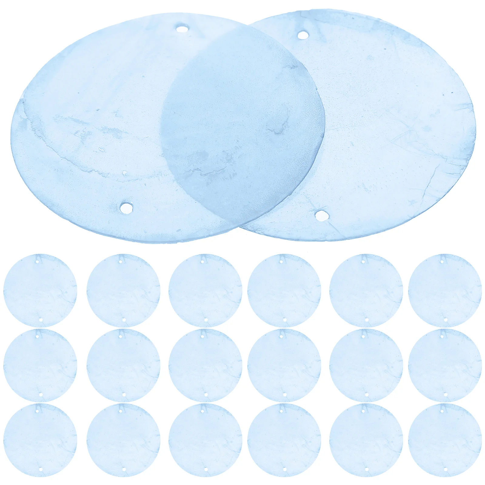 

100pcs 5cm Shells Slices Round Holes Blue Color DIY Pendant Crafts Discs Jewelry Making Accessories Wind Chime Decorations