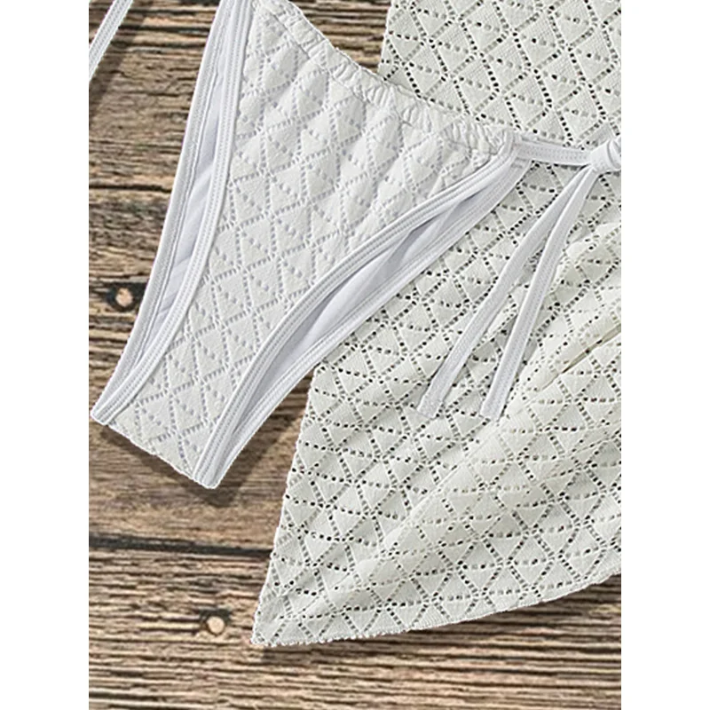 Three-Piece Set with Tie Backless Mesh Skirt Bikini Sexy Hot-Selling In-Stock Swimsuit Women's Swimwear