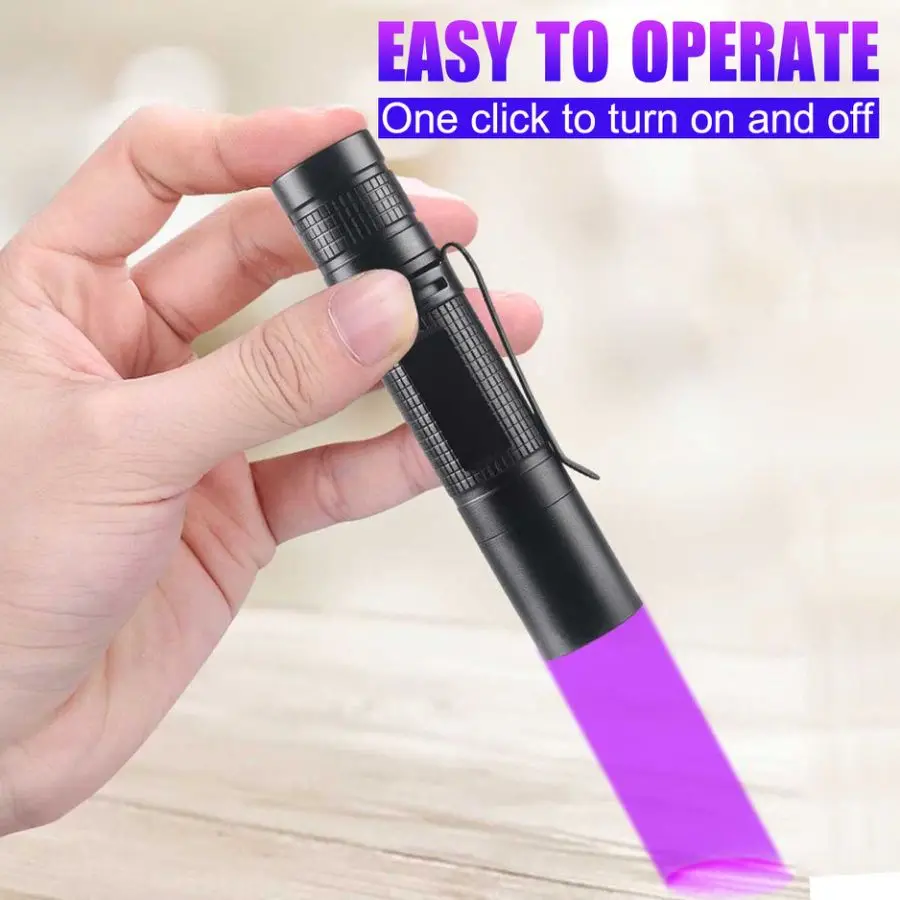 365 nm Mini UV Flashlight Black Light LED UV Flashlight Handheld Ultraviolet Lamp Torch Blacklight Detector for Pet Urine Stain