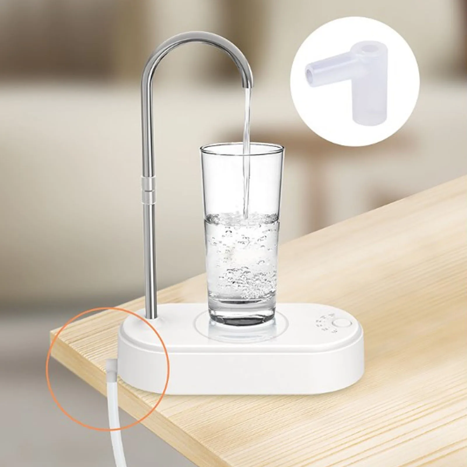 

Electric Water Dispenser Pump for 5 Gallon Bottle Desktop USB Powered Home Office Use with Drinking Hose and Drip Tray Modern