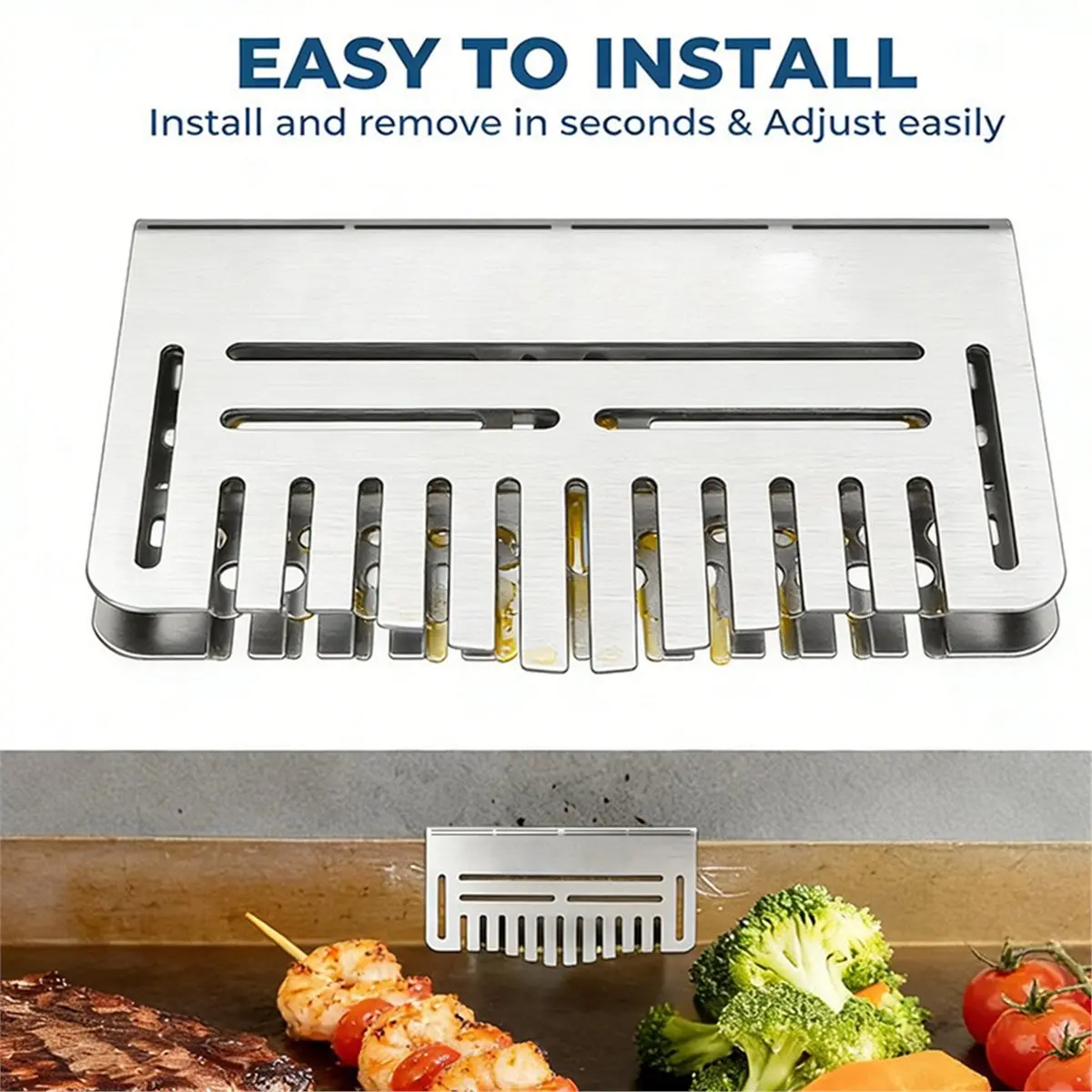 BBQ Grilling Grease Gate Blocker for Griddle Accessory BBQ Cook Tool Food Goalie Mesh Screen for Many Griddle