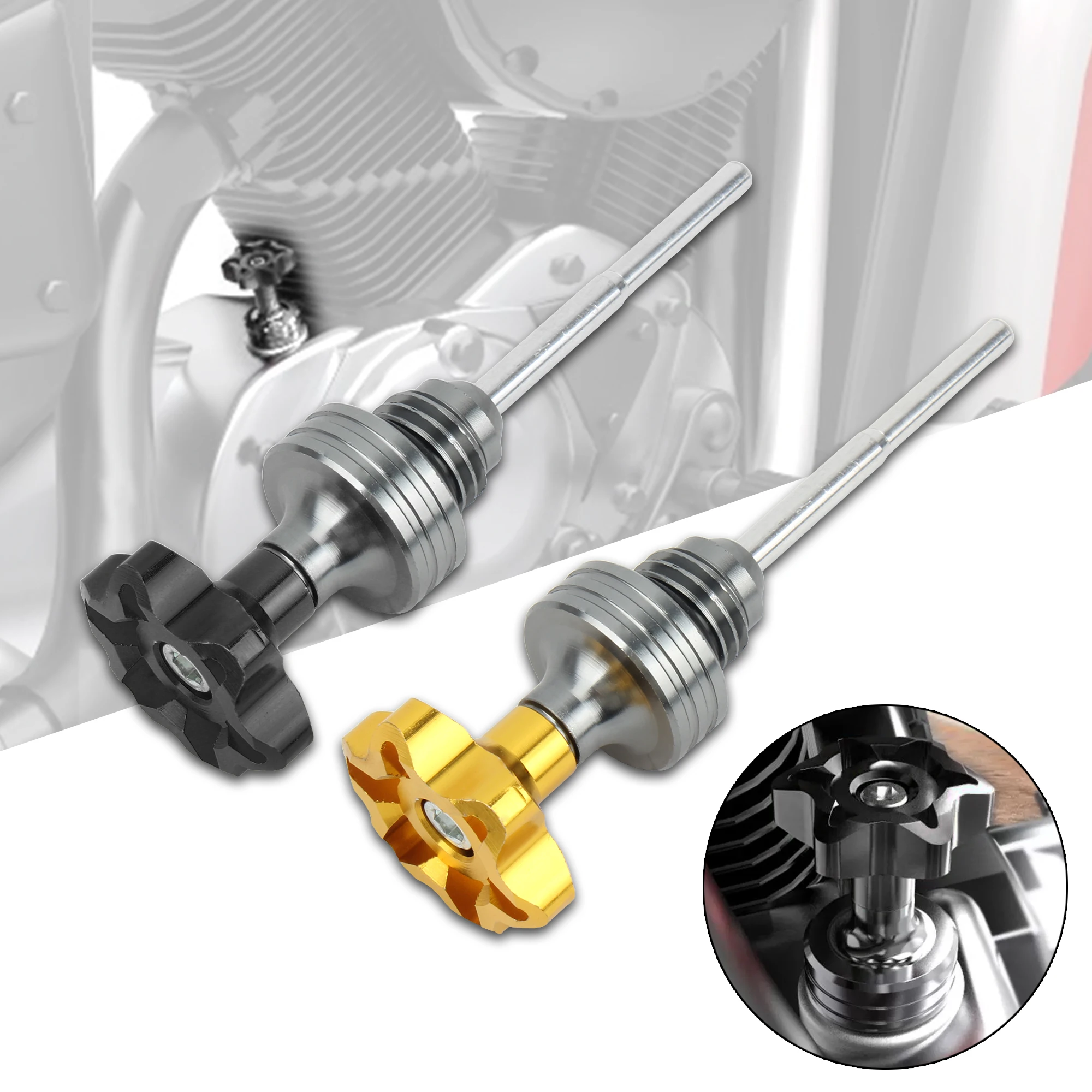 

1pcs Motorcycle Engine Oil Dipstick CNC Aluminum Engine Crankcase Oil Level Gauge Scooter Motocress Universal accessories
