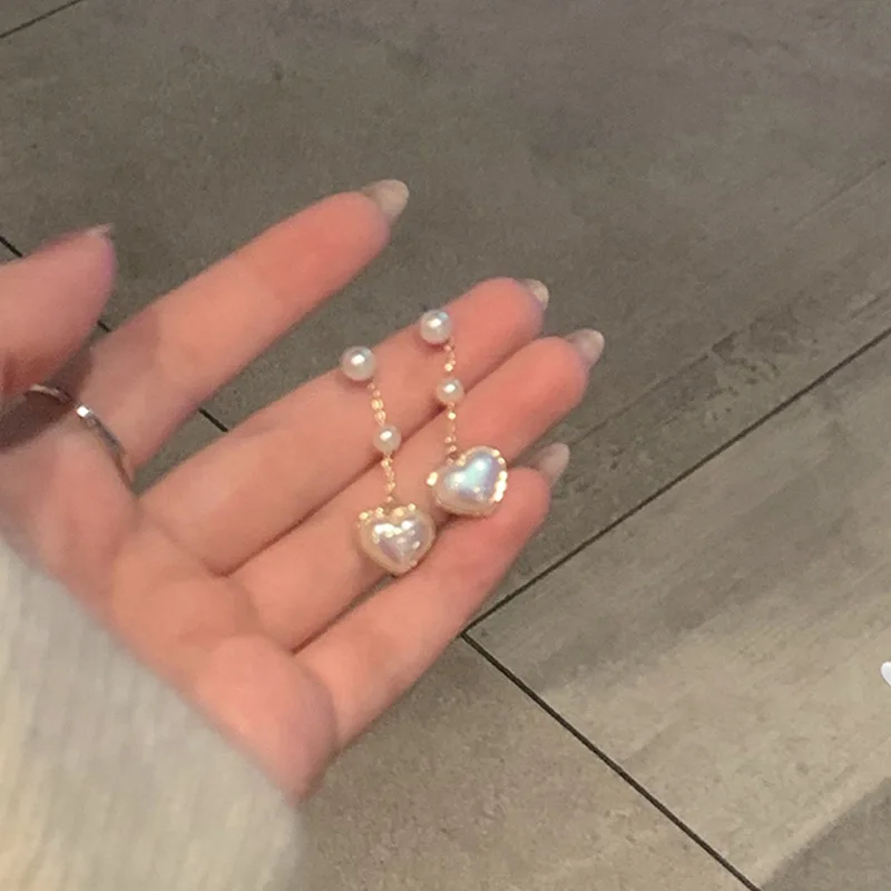 S925 Silver Needle Korean Edition Love Pearl Long Style Tassel Fashion Small Style Simple And High Grade Design Earrings Brinco