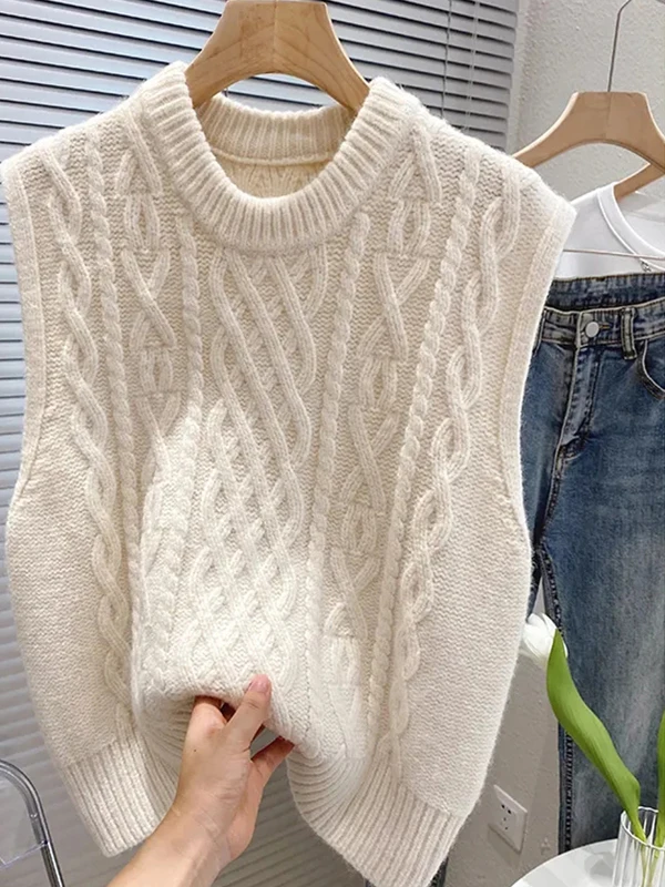 

Весенне-осенний женский вязаный свитер, жилет, круглый Ne Svel College Sle Jaet, верхняя одежда без украшения на пуговицах