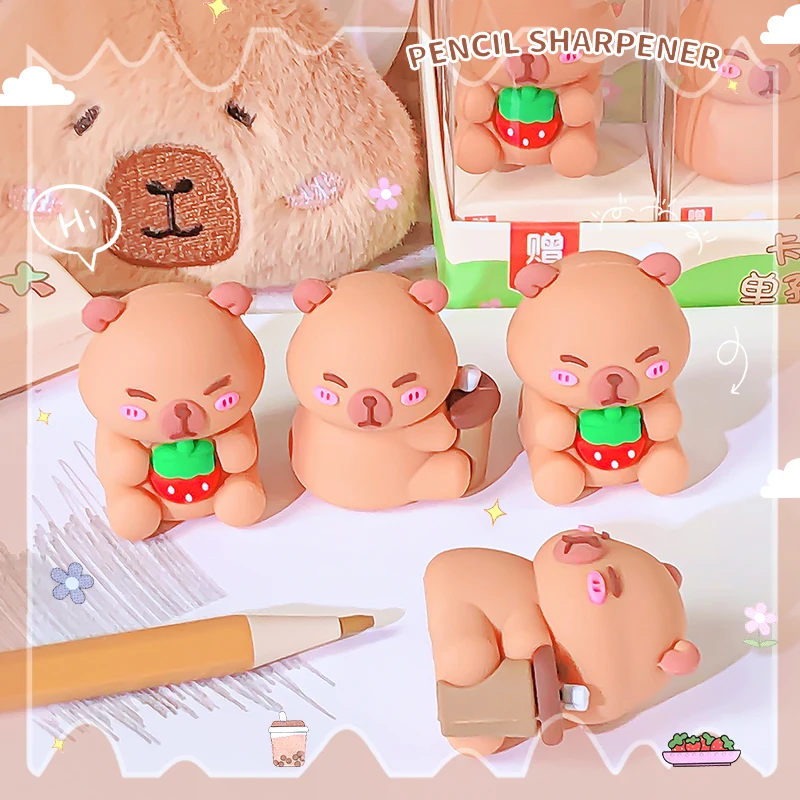 kawaii stationery store office supplies Children's school supplies school useful pencil sharpener stationery capybara classroom