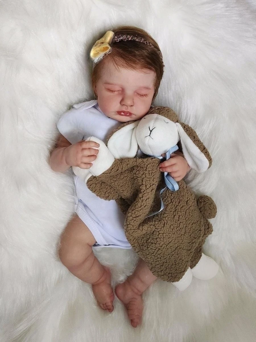 19 Inch Finished Reborn Baby Dolls LouLou Full Vinyl Or Cloth Body Hand-rooted Hair 3D Skin Visible Veins for Girls Gift