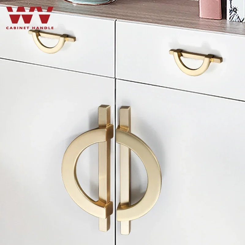 

YM Luxury kitchen Cabinet Storage White Door Cabinet Handles Drawer Wardrobe Handle Semicircular Round Door Pulls Knobs Hardware