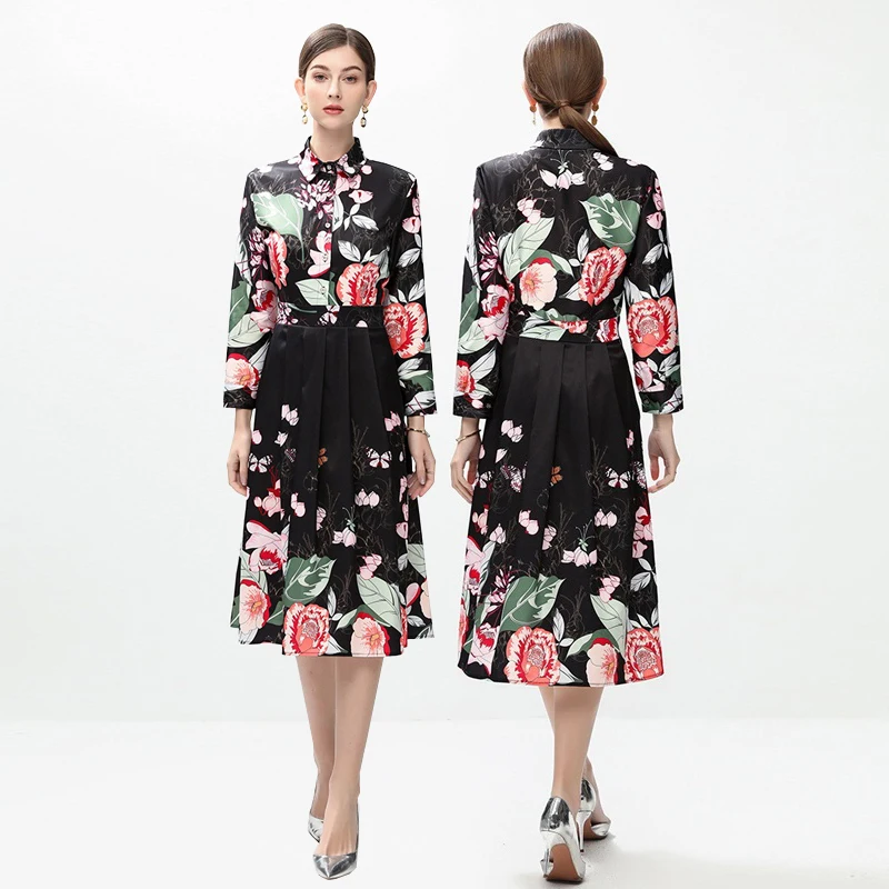 Ele groot formaat irt Dr bloemenprint Celebri geïnspireerd Briti Sle hoge taille A-lijn Dr voor dames