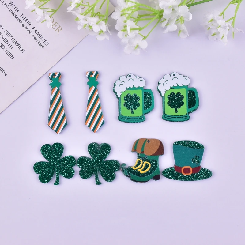 10 teile/paket Mode irischen Tag st. Parker's Day Acryl Charms Anhänger für Ohrring Halskette Schmuck machen Handwerk DIY