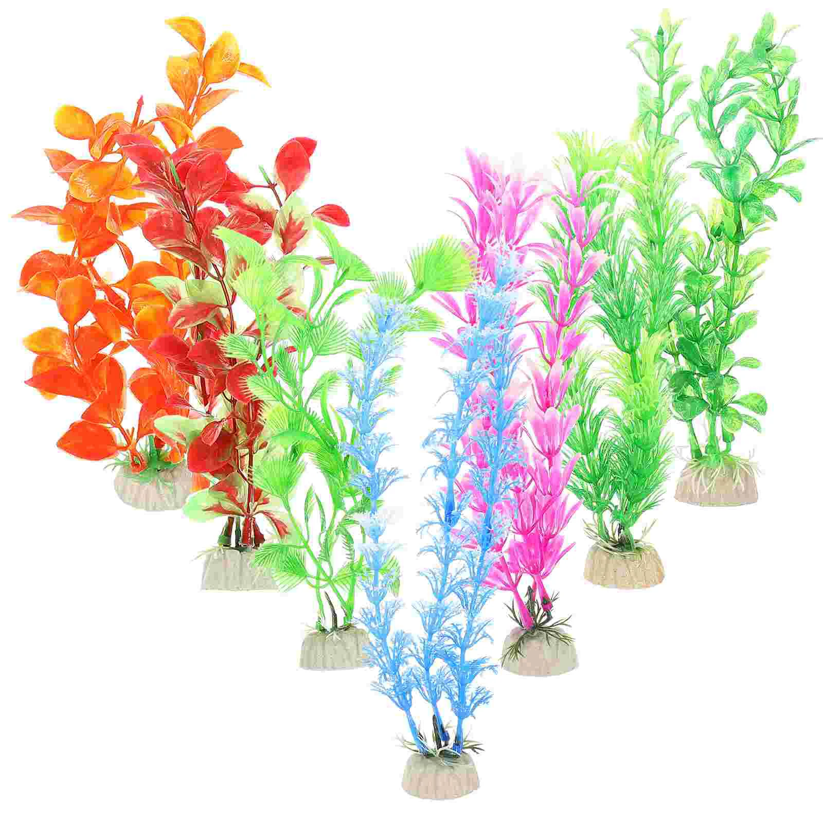 

7 Pcs Simulated Aquatic Plants Aquarium Decorations Substrate for Fish Tank Fake Decorative