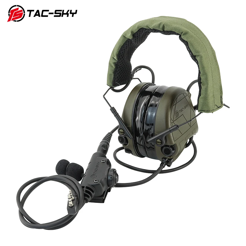 TAC-SKY Electronic TAC301 Headphones with U94 V2ptt Noise Reduction Shooting Headset Hunting Earmuffs for Outdoor Airsoft Sports