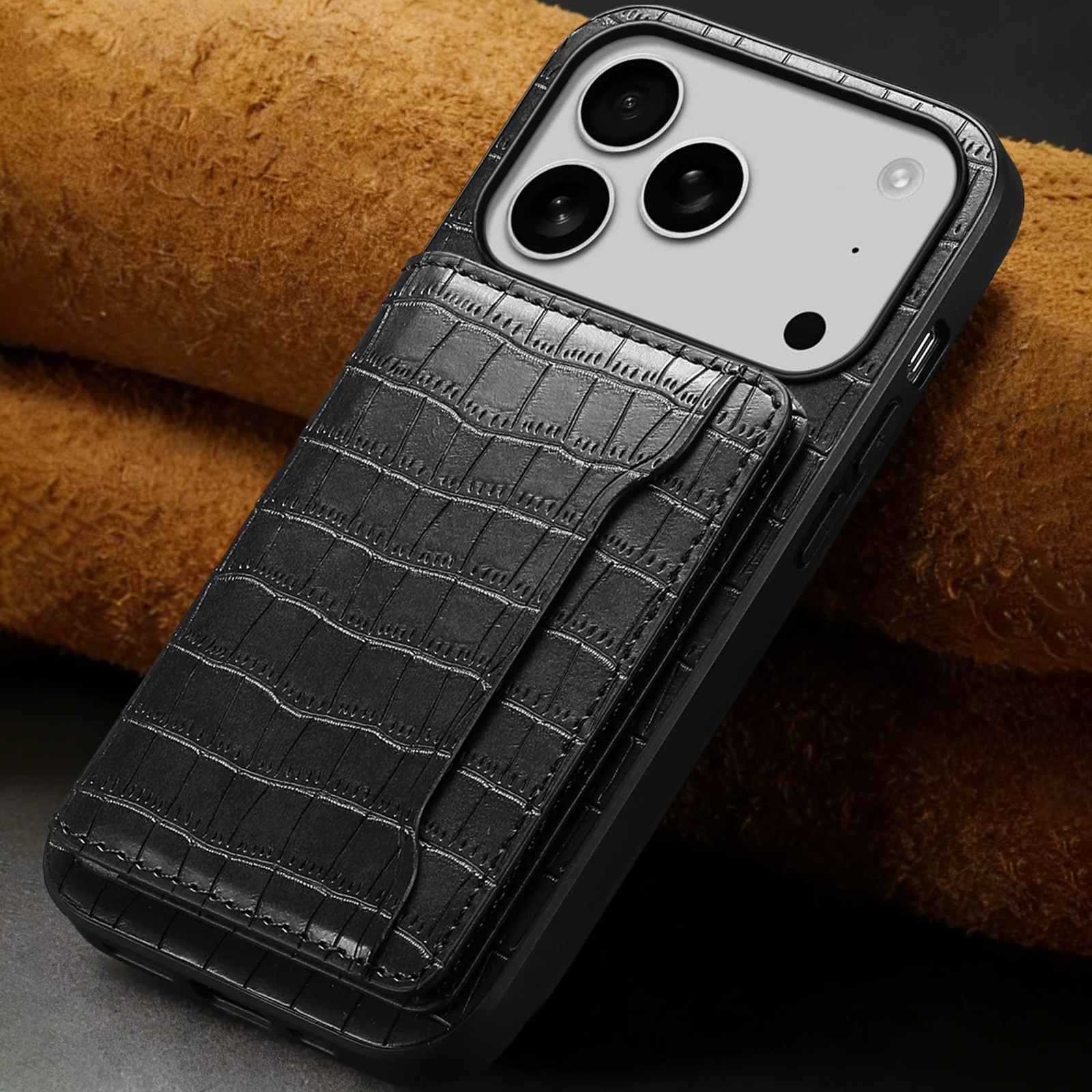 Luxury Crocodile Pattern Wallet Case for iPhone 17 16 15 14 13 Pro Max Leather Card Holder Kickstand Business Back Cover Funda