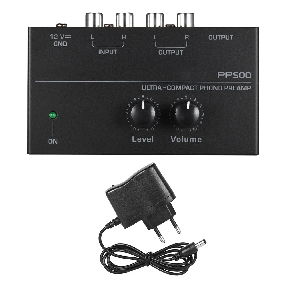 

PP500 Ultra-compact Phono Preamplifier Portable Phono Preamp Bass Treble Balance Volume Tone EQ Control Board with Power Adapter