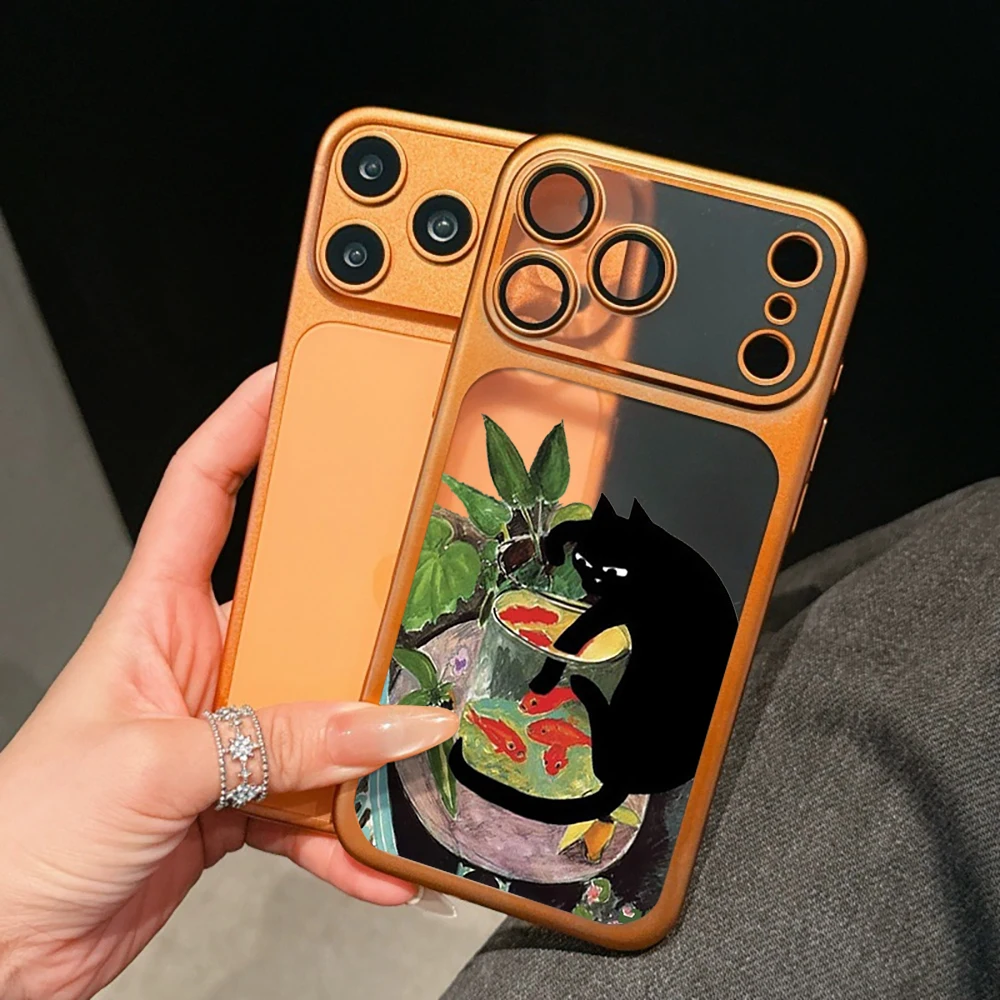 Lustige Schwarze Katze Niedliche Mattierte Hülle für iPhone 13 15 16 Pro Max Hüllen iPhone 17 12 ProMax 11 14 16 17 Plus 17 Air Plating Fundas – Detail 14